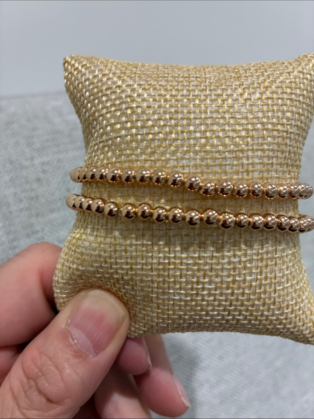 Rose Gold Tone Beaded Stretch Bracelet Set - Picture 3 of 3